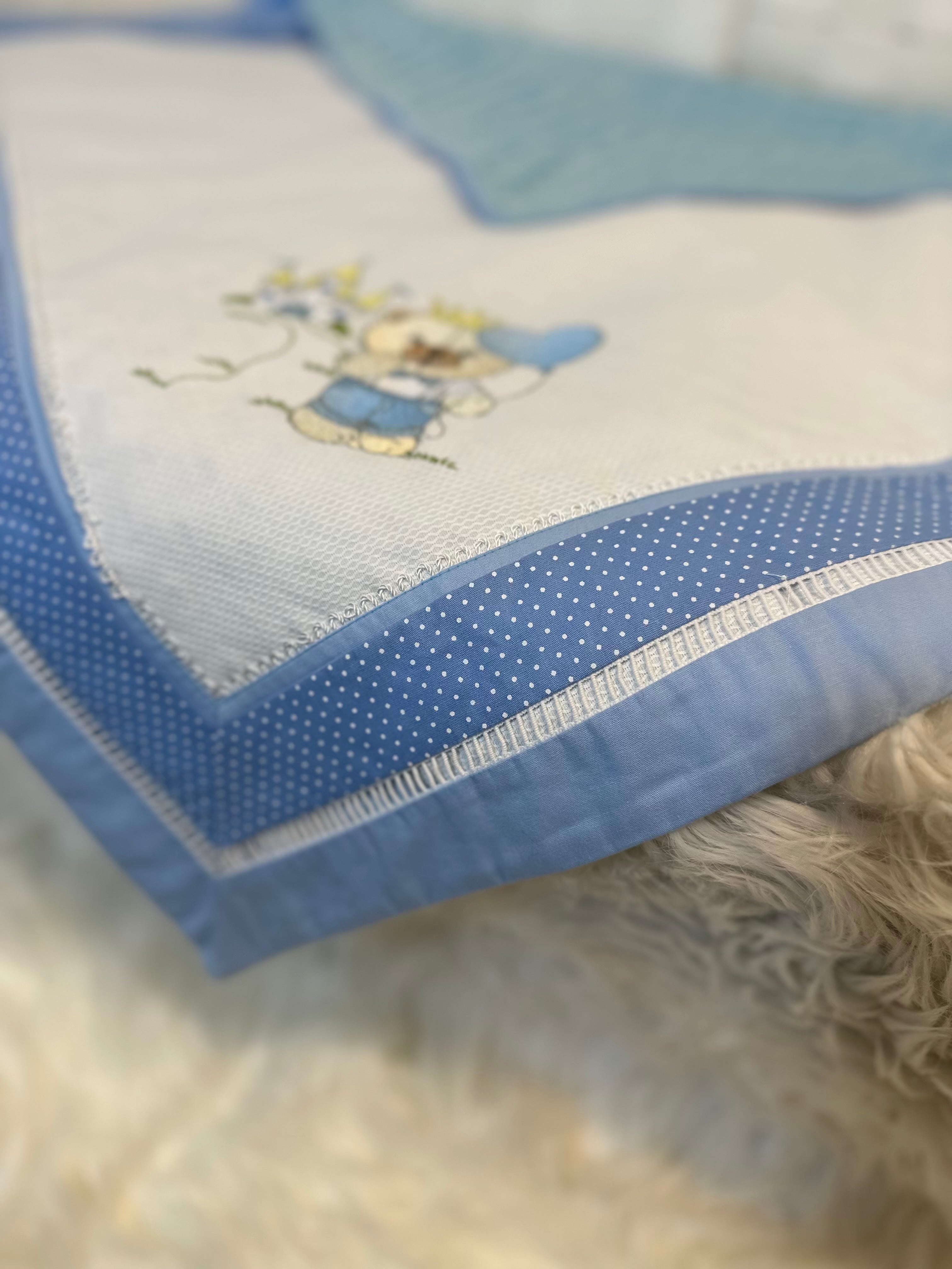 Personalized Embroidered Prince Bear Baby Boy Blanket – Luxury Piquet & Minky Dot