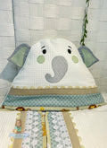 Personalized Elephant Hooded Towel Set, Custom Embroidered Baby Shower Gift