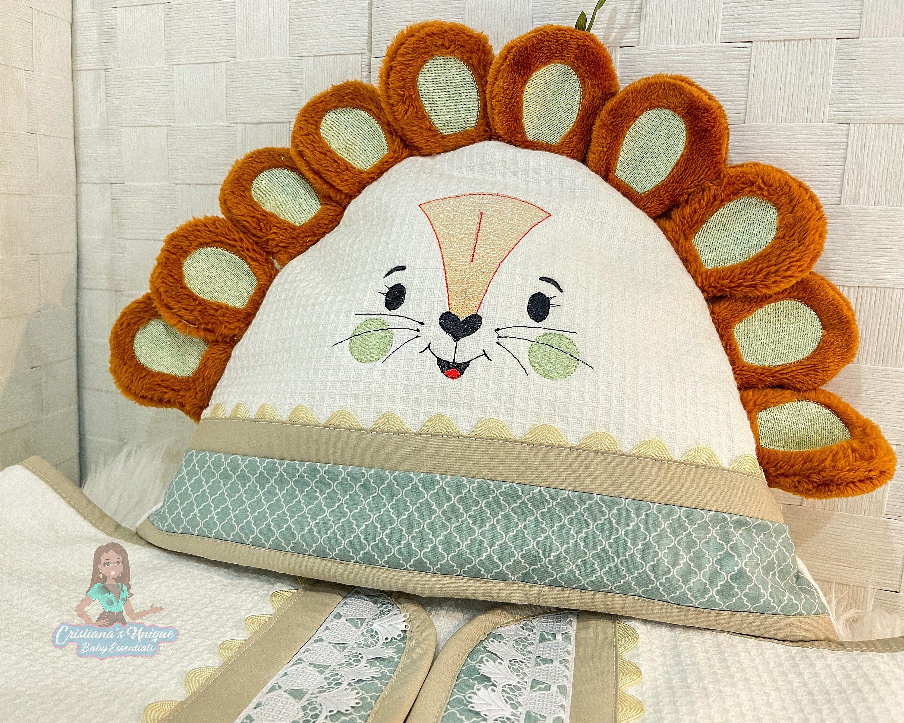 Personalized Lion Hooded Towel and Robe Set, Baby Shower Gift