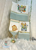 Personalized Safari Embroidered Burp Cloth: 100% Cotton Baby Essential Set