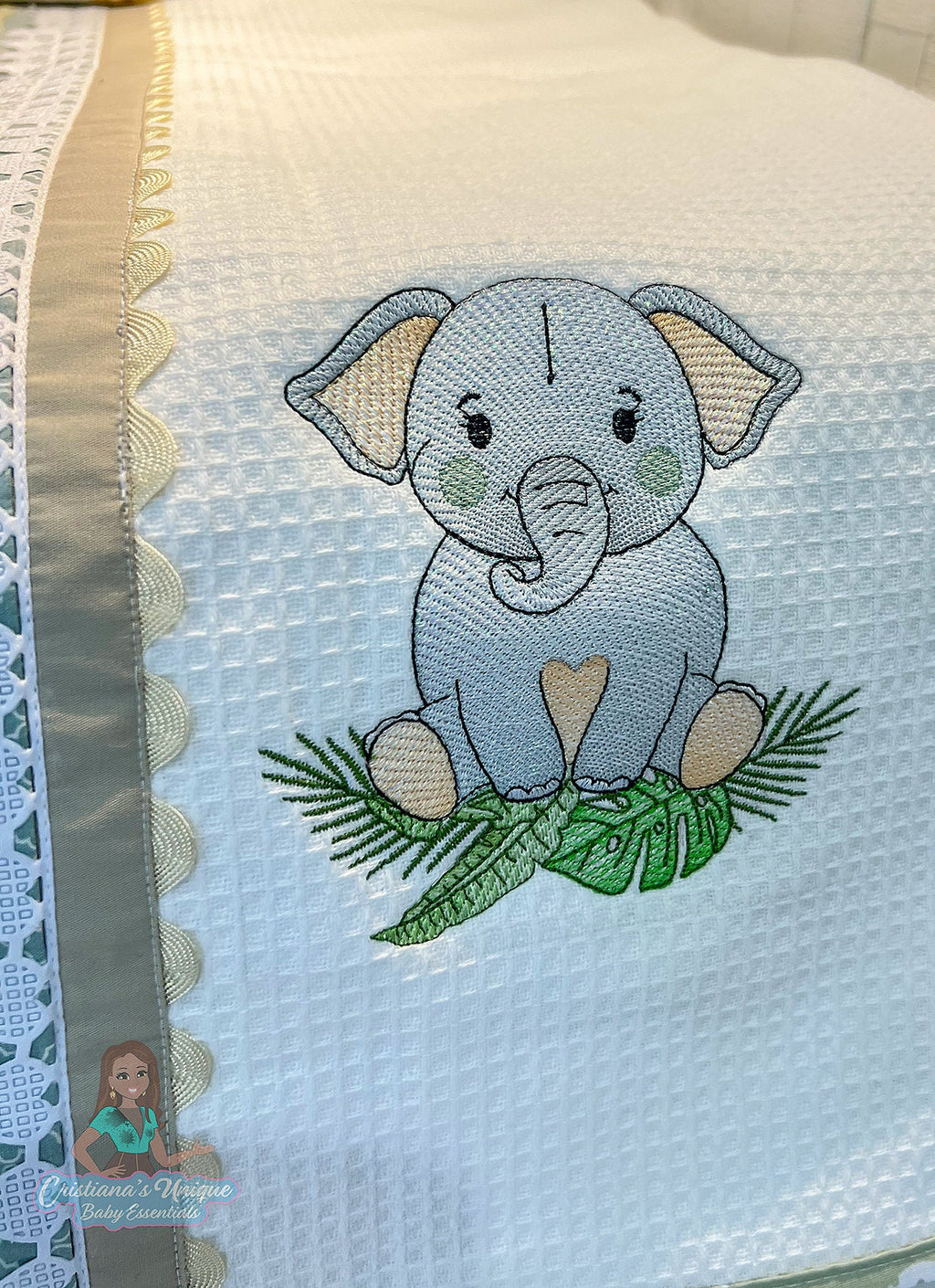 Personalized Elephant Hooded Towel Set, Custom Embroidered Baby Shower Gift