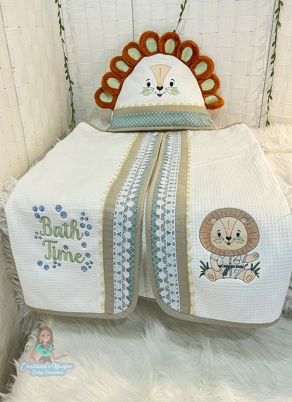 Personalized Lion Hooded Towel and Robe Set, Baby Shower Gift