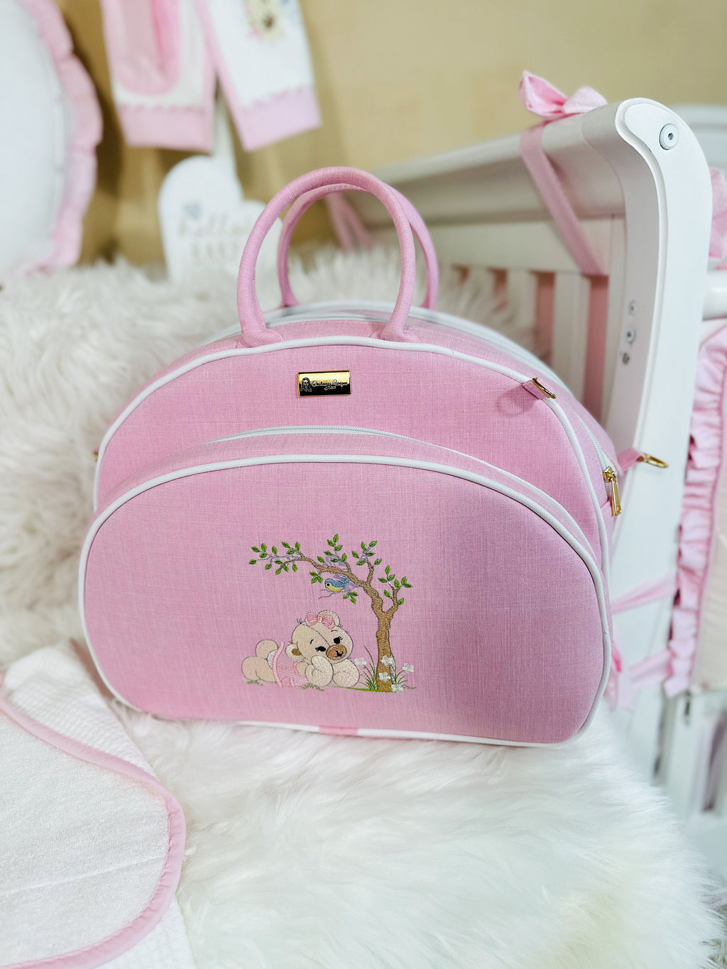 Pink Teddy Bear Personalized Maternity Bag