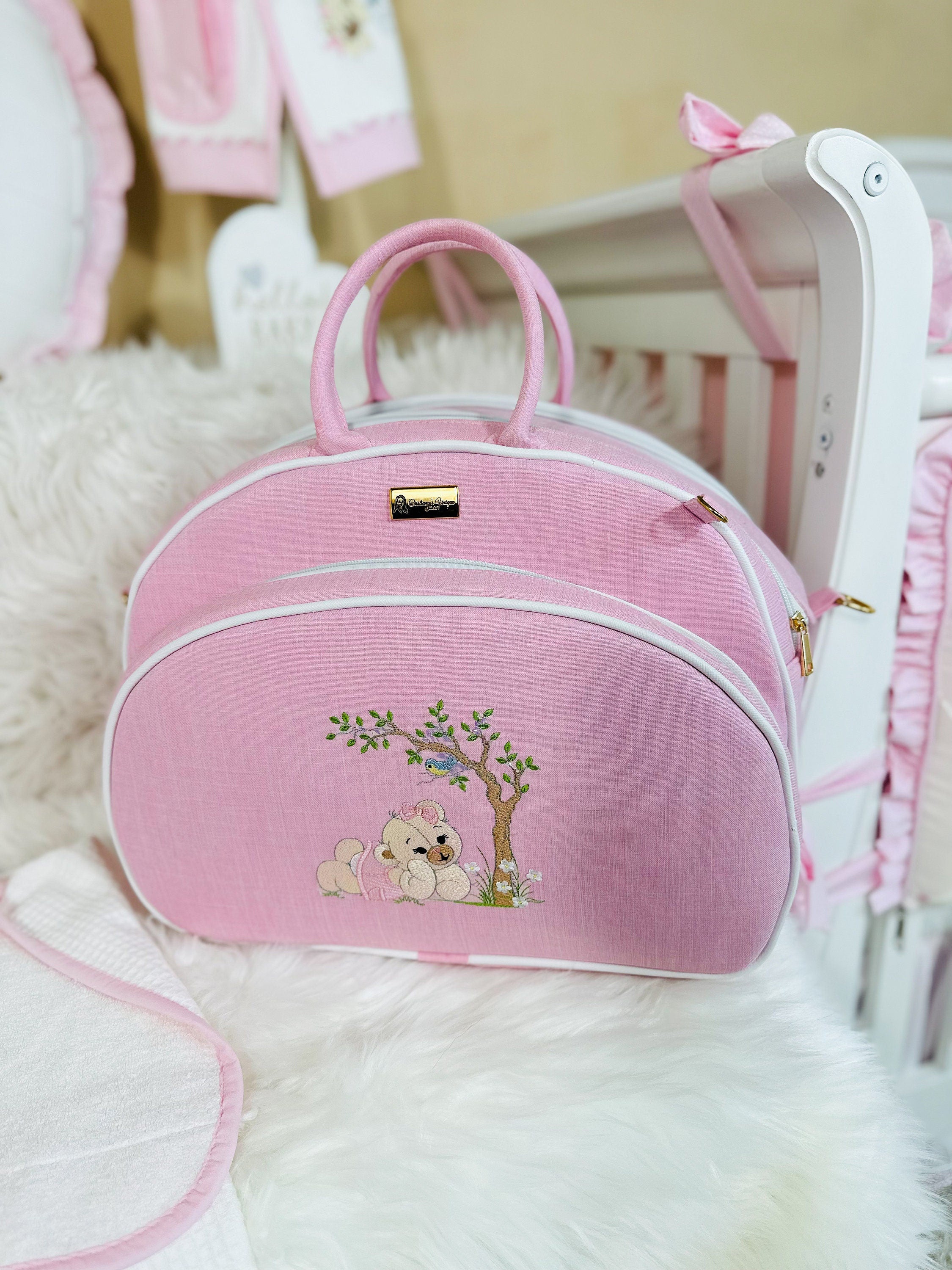 Pink Teddy Bear Personalized Maternity Bag