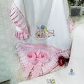 Customizable Pink Teddy Bear Baby Blanket: 100% Cotton Tricoline, Piqué, Plush Fabric