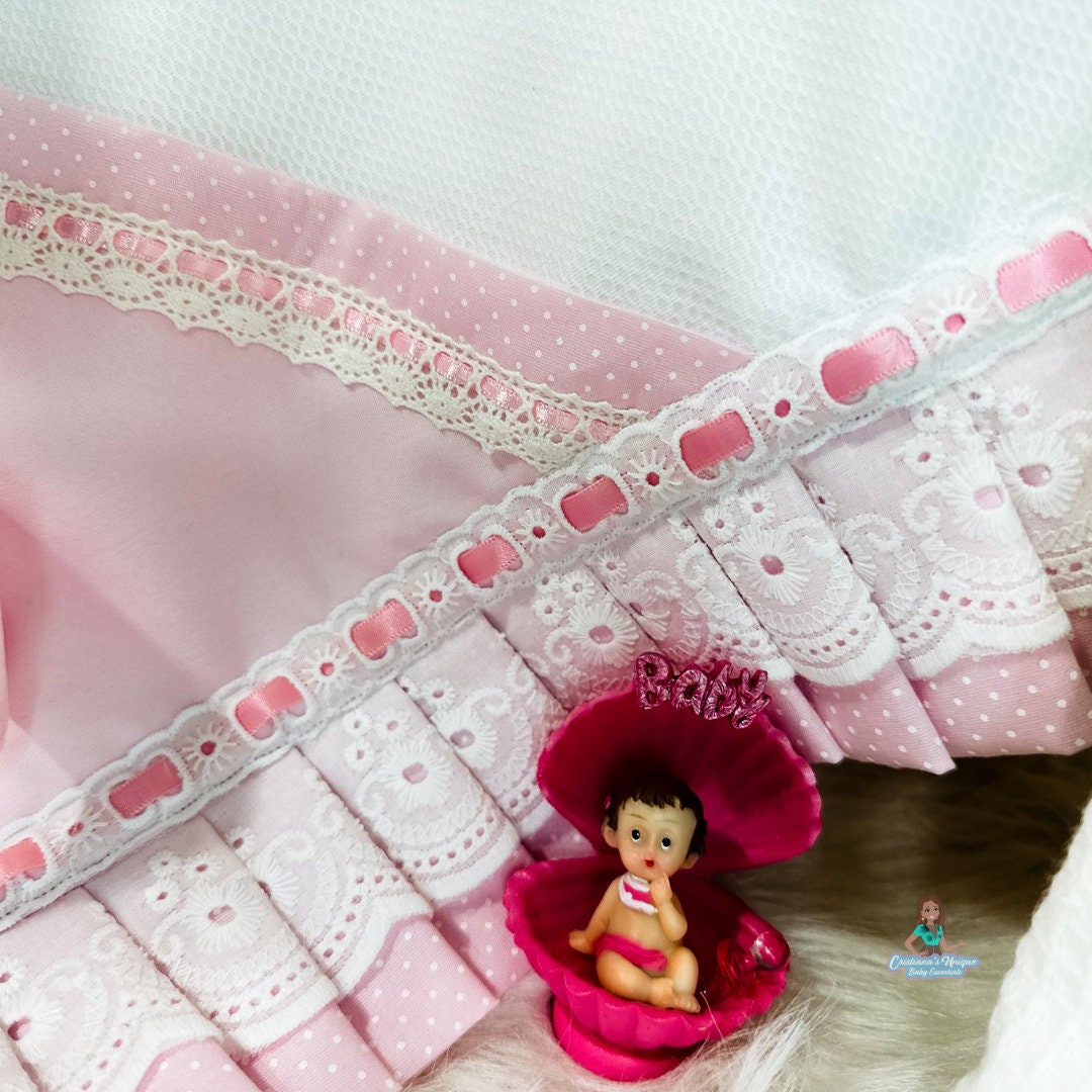 Customizable Pink Teddy Bear Baby Blanket: 100% Cotton Tricoline, Piqué, Plush Fabric