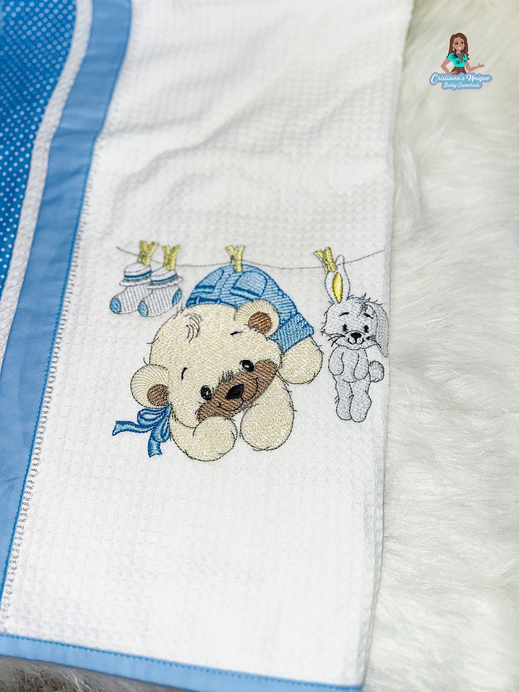 Blue Bear Hooded Bath Towel