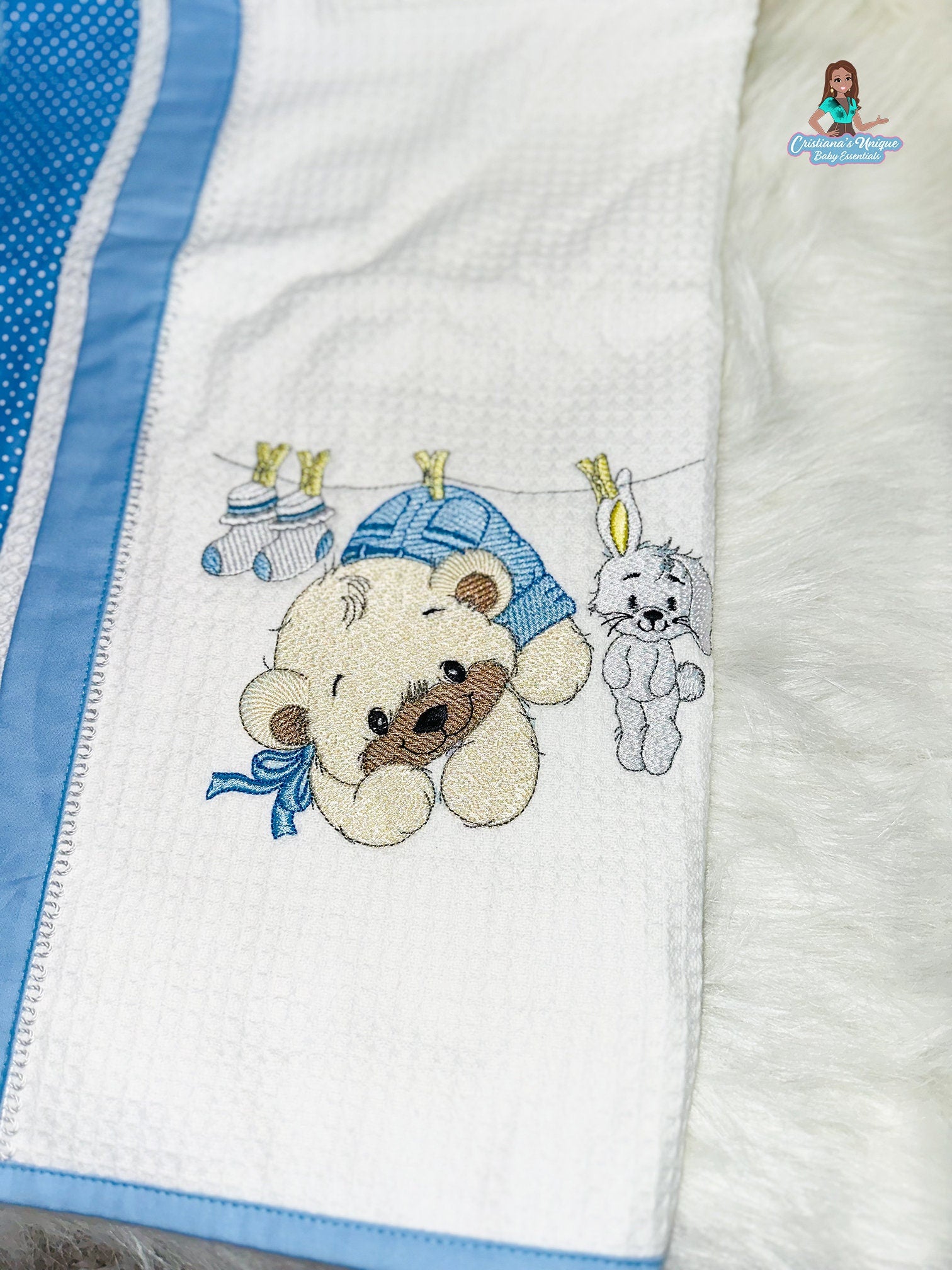 Blue Bear Hooded Bath Towel