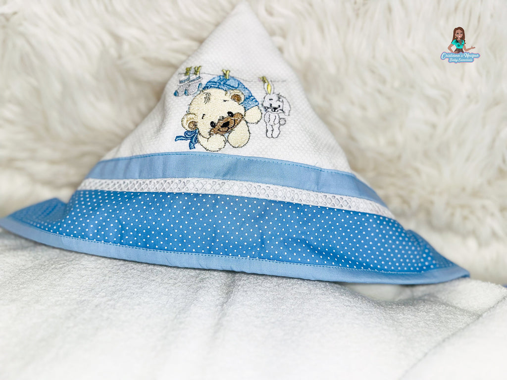 Blue Bear Hooded Bath Towel