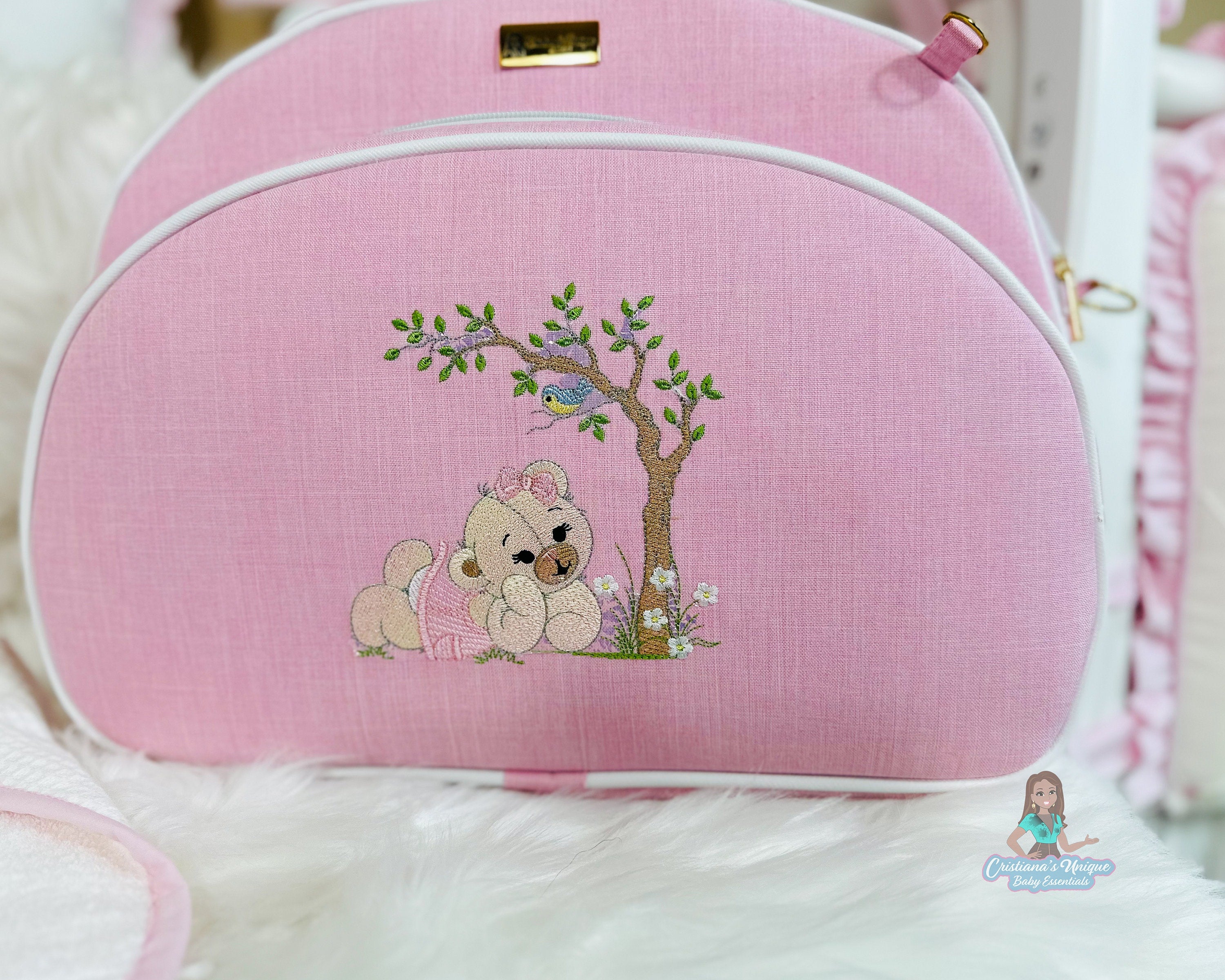 Pink Teddy Bear Personalized Maternity Bag