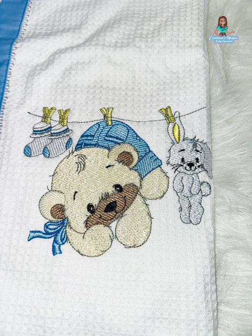 Blue Bear Hooded Bath Towel