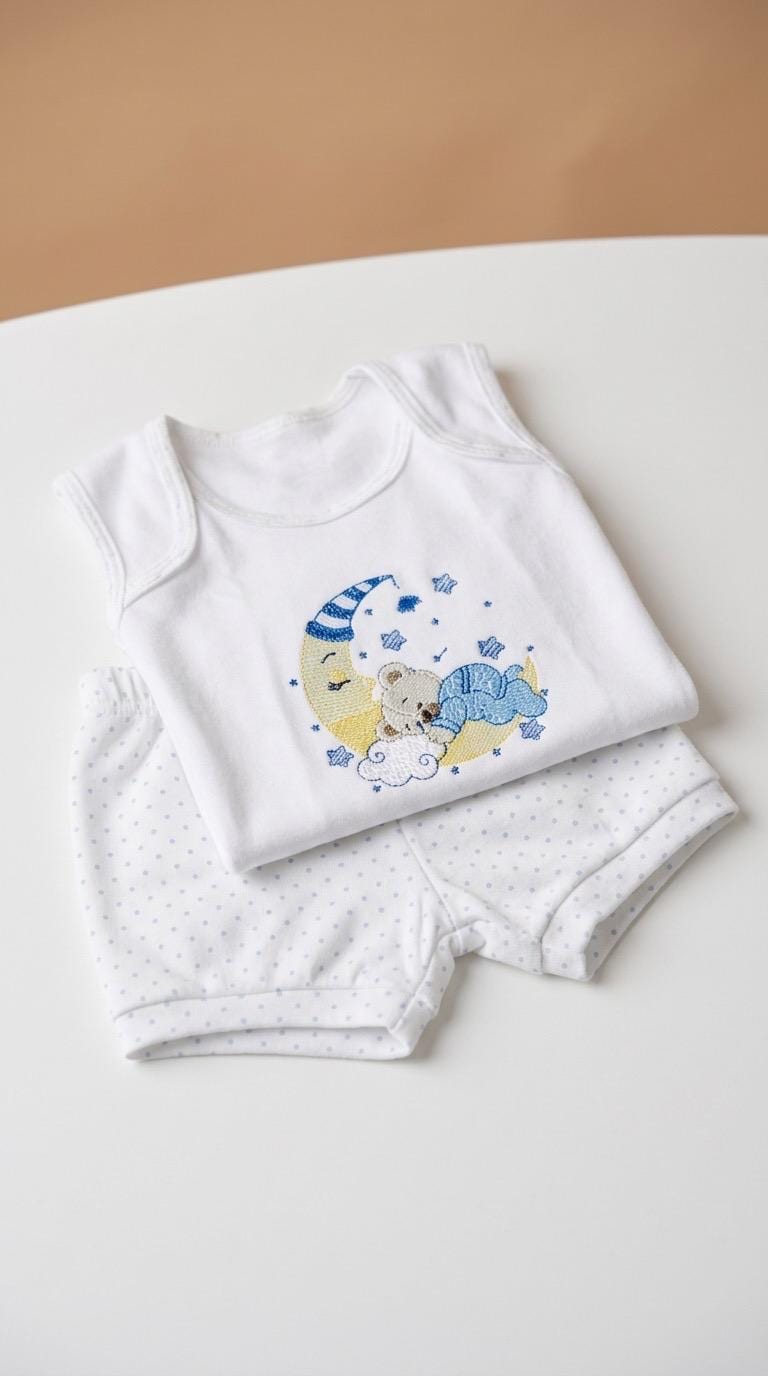 Personalized Embroidered Sleepy Bear Baby Layette & Keepsake Case Set